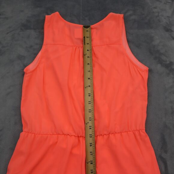 Coco Avante Romper Womens S Orange Sleeveless V Neck Ruffled Hem Casual Outfit - Picture 4 of 16